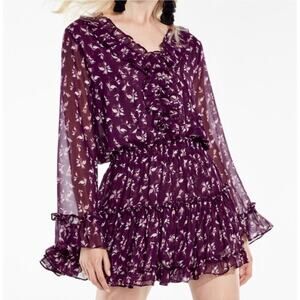 MISA LOS ANGELES Tiered Ruffle Purple Floral Dress – Small
